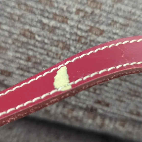 VINTAGE DOONEY & BOURKE RED SIGNATURE MINI DRAWSTRING BUCKET HANDBAG - Picture 13 of 15